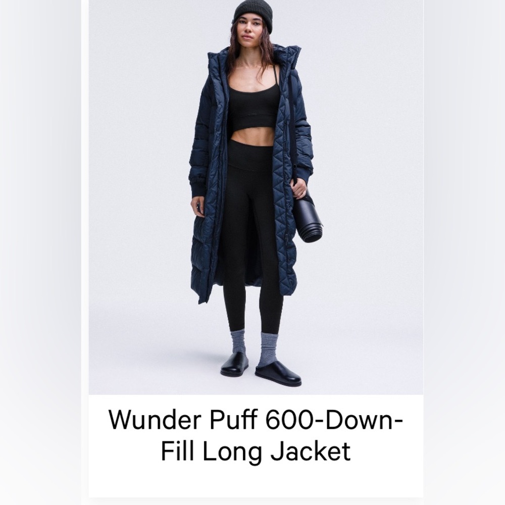 NWT Lululemon Navy Wunder Puff Long Jacket size 6